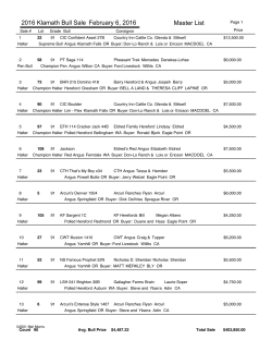 2016 Klamath Bull Sale February 6, 2016 Master List