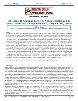Influence of Demographic Factors on Women`s Participation in