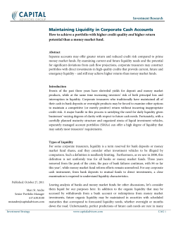 Maintaining Liquidity in Corporate Cash Accounts
