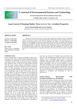 Legal Control of Municipal Bodies` Power to Levy Tax - G