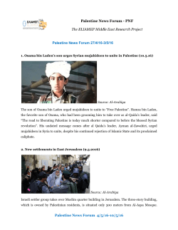 Palestine News Forum 27/4/16-3/5/16 Palestine News