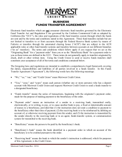 Business Account Funds Transfer Agreement