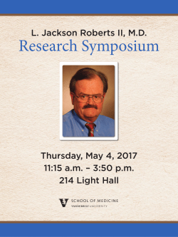 L. Jackson Roberts II, MD Thursday, May 4, 2017 11:15 am