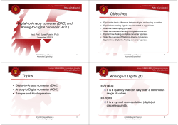 Objectives Topics Analog vs Digital (1)