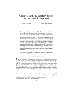 Gender, Masculinity, and Reproduction: Anthropological Perspectives