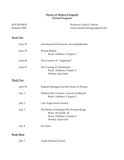 History of Medieval England (Oxford Program) HTS 3033ROX