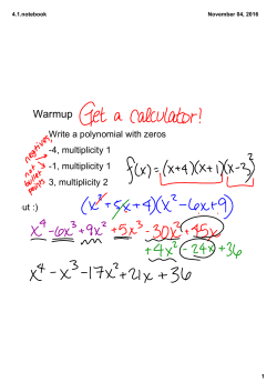 Multiplicity, Turning Points, and End Behavior