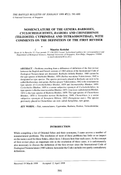 nomenclature of the genera barbodes, cyclocheilichthys, rasbora
