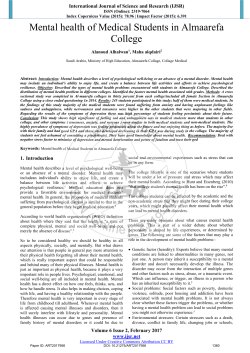 Mental health of Medical Students in Almaarefa College