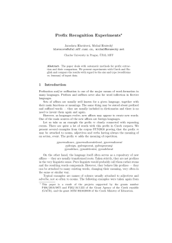 Prefix Recognition Experiments