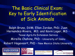 The Basic Clinical Exam: Key to Early Identification of Sick Animals