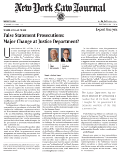 False Statement Prosecutions: Major Change at Justice Department?
