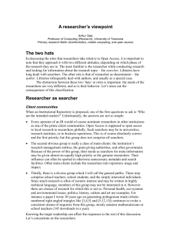 A researcher`s viewpoint