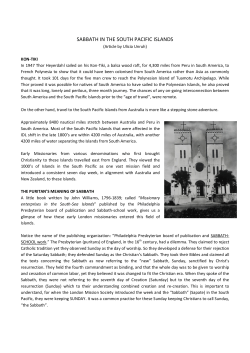 sabbath in the south pacific islands