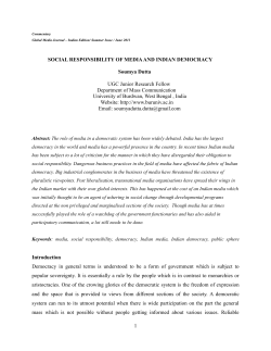 SOCIAL RESPONSIBILITY OF MEDIA AND INDIAN DEMOCRACY