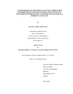 a comparison of the effects of two approaches towards