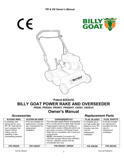 BILLY GOAT POWER RAKE AND OVERSEEDER Owner`s Manual