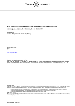 Tilburg University Why autocratic leadership might