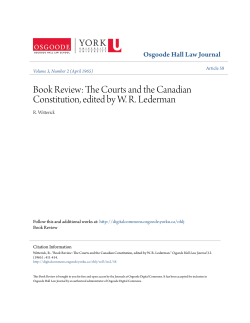 The Courts and the Canadian Constitution, edited by WR Lederman