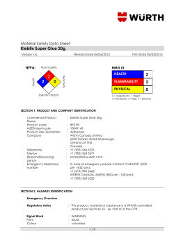 MSDS Wurth 893 09 Klebfix Super Glue 20g