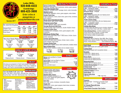 Cambridge, Deerfield Menu