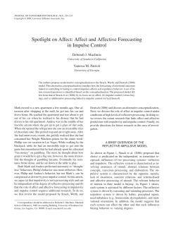 Spotlight on Affect: Affect and Affective Forecasting in Impulse Control
