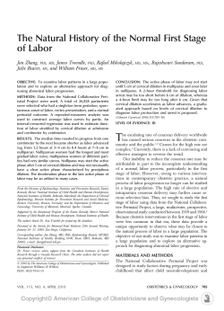 The Natural History of the Normal First Stage of Labor