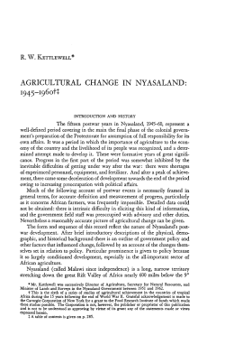 AGRICULTURAL CHANGE IN NYASALAND: 1945