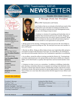 NEWSLETTER - SPBC Toastmasters