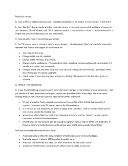 Testicular cancer Q: I am a 22 year old guy and was told I should be