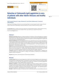 Detection of Salmonella typhi agglutinins in sera