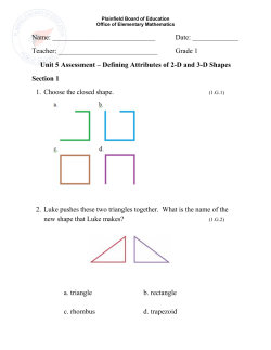 Grade 1 Unit 5 Assessment