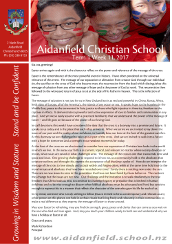 Term 1 Week 11 - Aidanfield Christian School