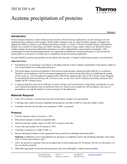 Acetone precipitation of proteins