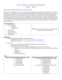 Dear Prospective Advanced Placement U.S. History Student