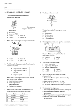 1.9 STIMULI AND RESPONCES IN PLANTS