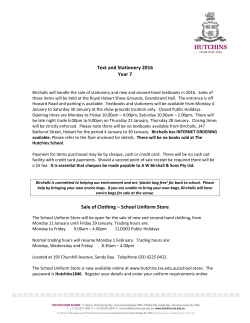 Text and Stationery 2016 Year 7 Sale of Clothing &ndash; School Uniform