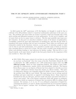 THE PI MU EPSILON 100TH ANNIVERSARY PROBLEMS: PART I