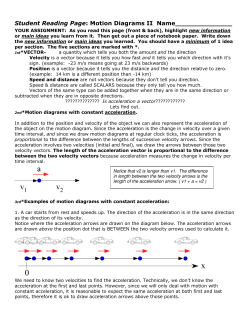 Student Reading Page: Motion Diagrams II Name