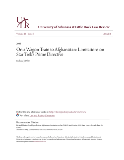 On a Wagon Train to Afghanistan: Limitations on Star Trek`s Prime