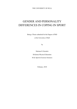 GENDER AND PERSONALITY DIFFERENCES IN COPING IN SPORT