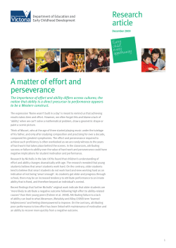 A matter of effort and perseverance Research article