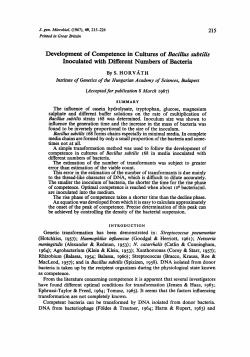 Development of Competence in Cultures of Baci22.s