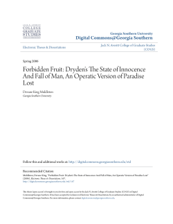 Forbidden Fruit: Dryden`s The State of Innocence And Fall of Man