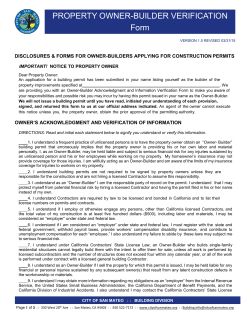 PROPERTY OWNER-BUILDER VERIFICATION
