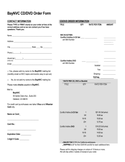 BayNVC CD/DVD Order Form