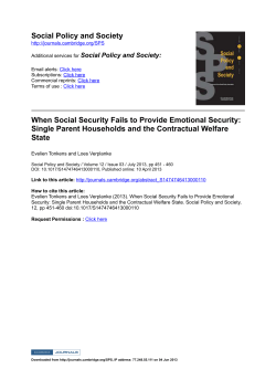 Social Policy and Society When Social Security