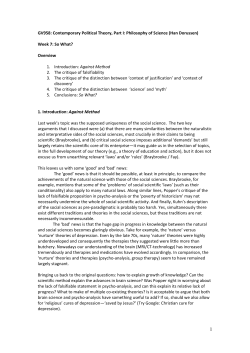 GV958: Contemporary Political Theory, Part I: Philosophy of Science