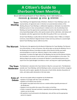 Citizen Guide to Town Meeting