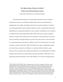 1 How High are Rates of Return to Fertilizer? Evidence from Field